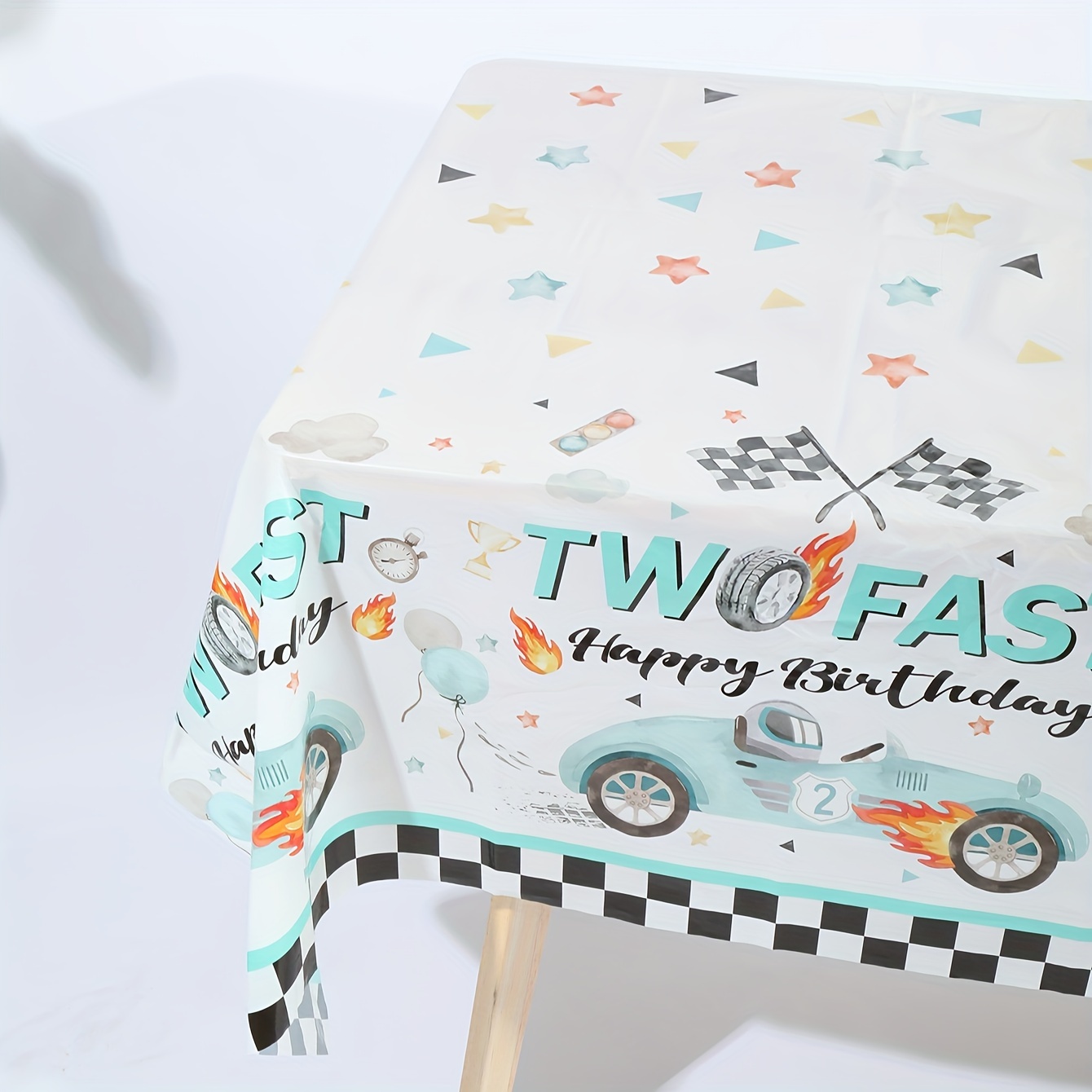 

1pc, Fast Racing Theme Party Tablecloths For Boys 2nd Birthday Party Table Cover Boys Blue Birthday Party Race Car Disposable Decorations