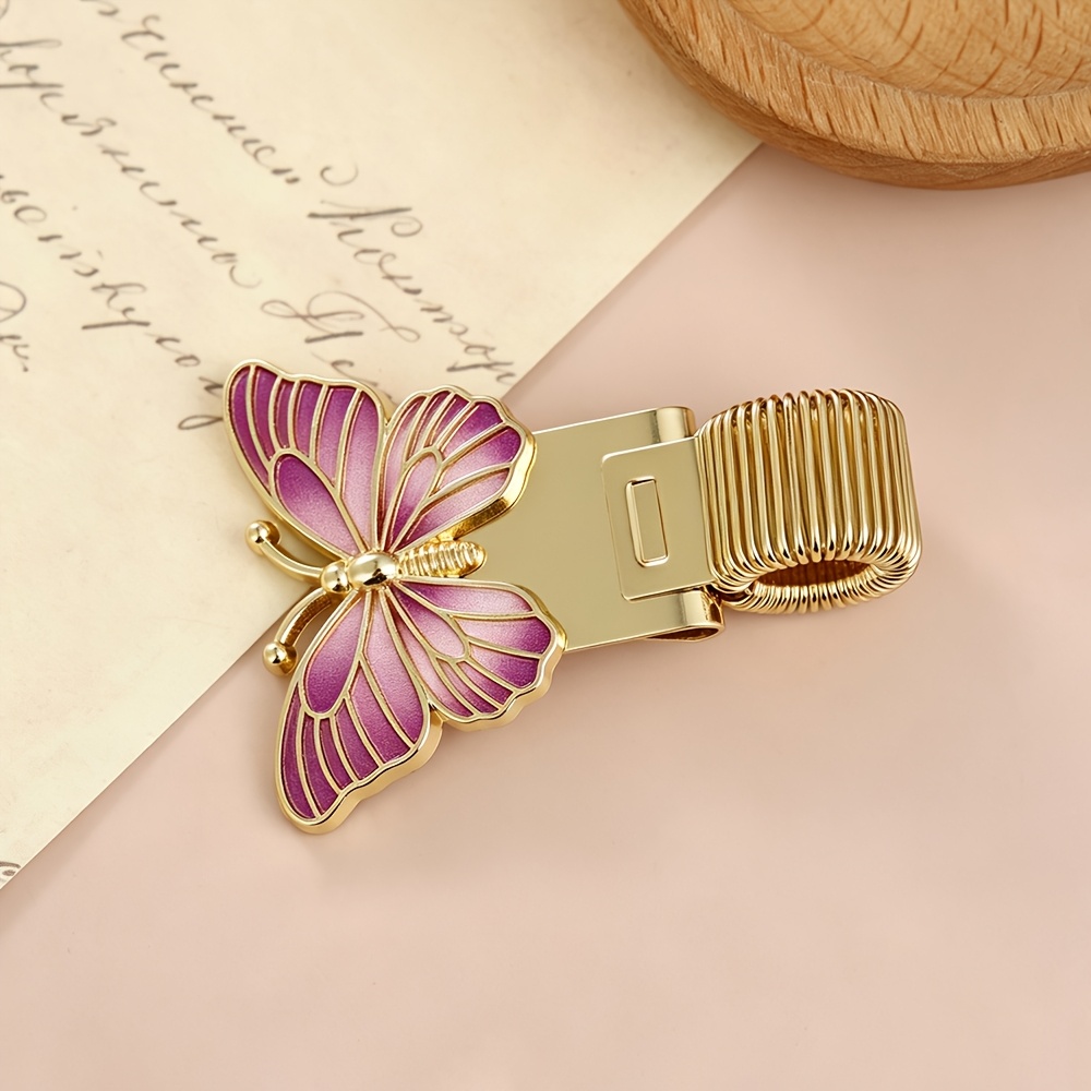 TEMU 1pc Colorful -themed Universal Metal Pen Holder, Spring-loaded Cute -shaped Decorative Portable Metal Clip For Journals, Notebooks, School