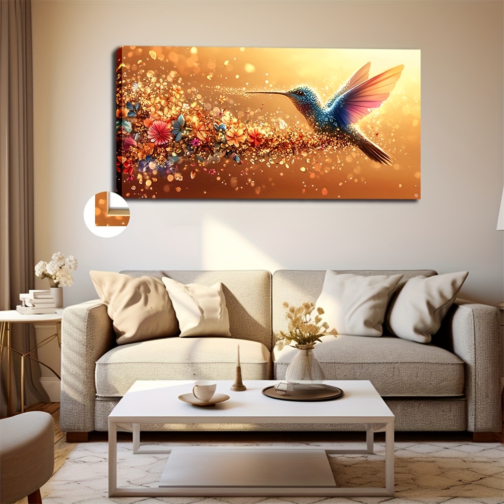 TEMU 2d Flat, 2d Flat, A Large Framed Style Poster Measuring 50x100cm (20x40 Inches) With A Warm Golden Background, Suitable For Decorating Living