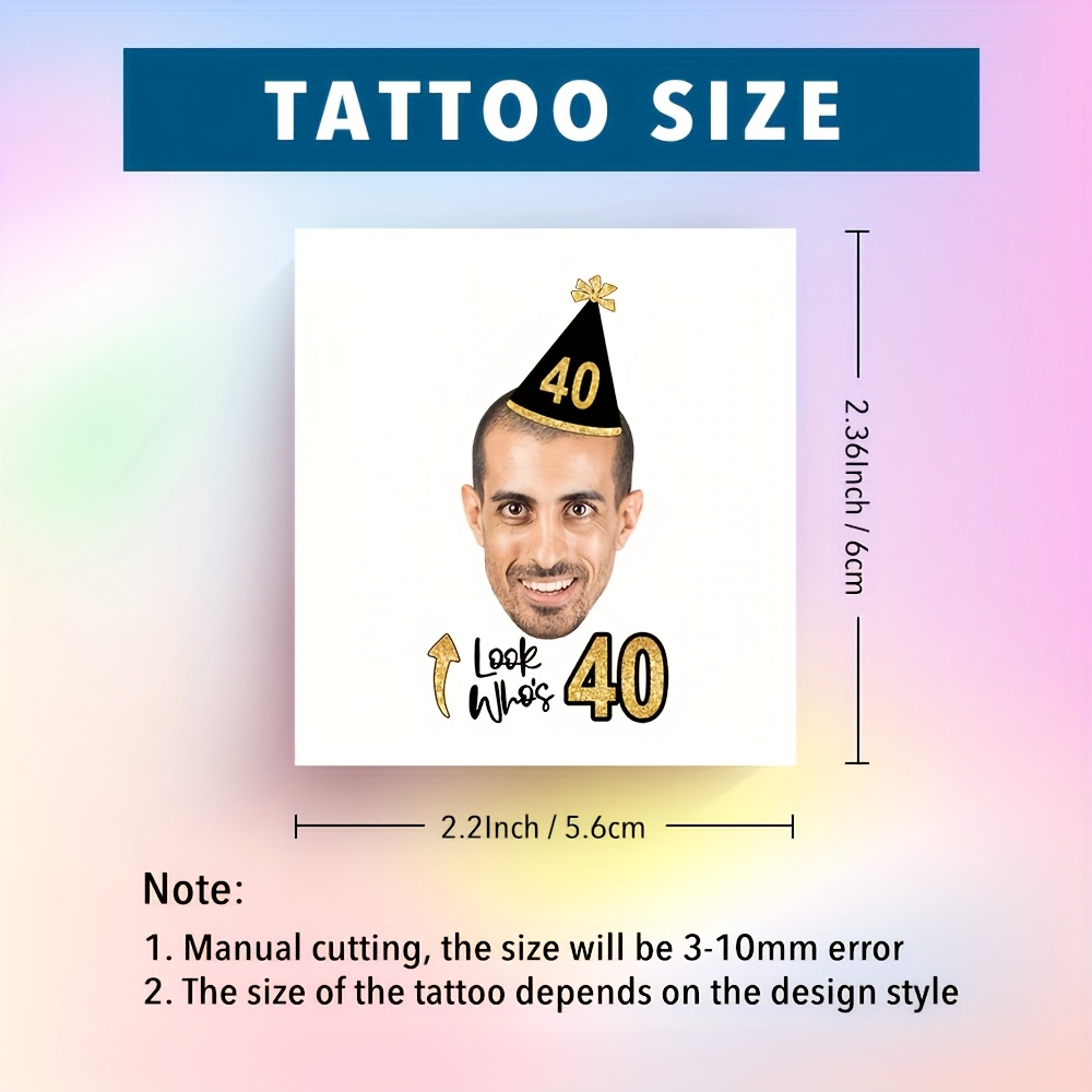 TEMU 16pcs A Set, Personalized Look Who's Birthday Any Age And Face Birthday Tattoo, 30th Birthday, 40th Birthday, 50th Birthday, Birthday Gift