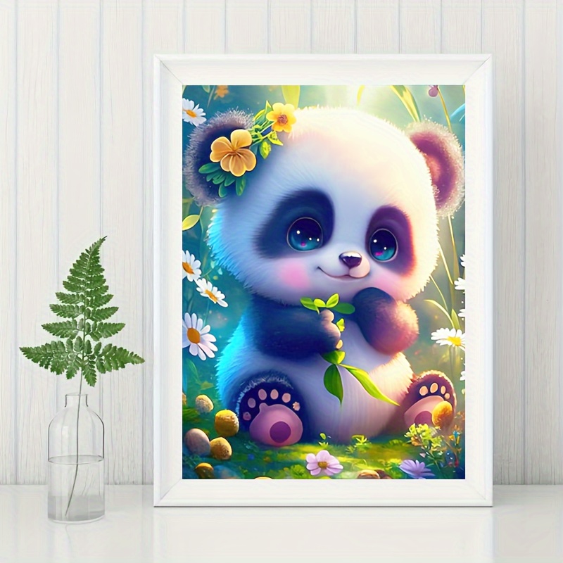 

1pc Panda Pattern Mosaic Puzzle Kit, Diy 5d Round Acrylic Rhinestone Painting Mosaic Craft, Handmade Set, You Can Create Amazing Artwork, Suitable For Home Wall Decor. 20x30cm.