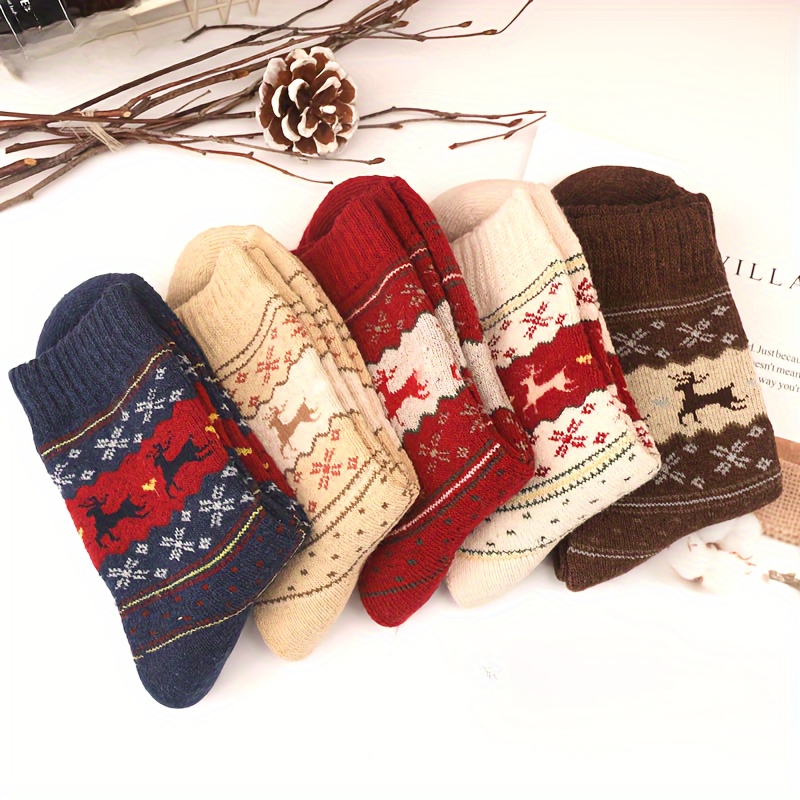 

[] [Vente Chaude] 5pcs Chaussettes Épaisses et Confortables - Mignons de & , Mélange de , la Hivernale