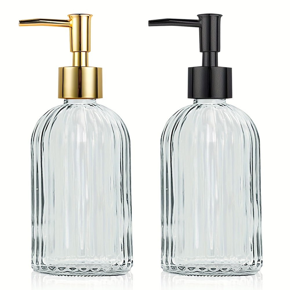 

Set Of 2 Glass Soap Dispensers, 12oz Refillable Bathroom And Kitchen Pump Bottles, Freestanding Lotion Dispensers With Plastic Pumps, Non-toxic, Leak-proof, Dishwasher Safe, Use Without Electricity