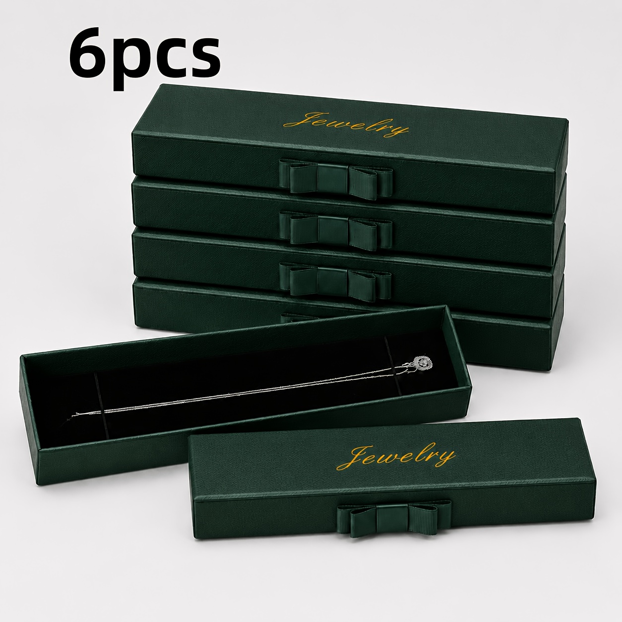 6pcs Side Bow Long Necklace Gift Boxes, Elegant Packaging