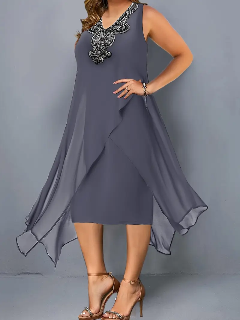womens plus size chiffon dress loose sleeveless flowy - Temu womens plus size chiffon dress loose sleeveless flowy - Temu