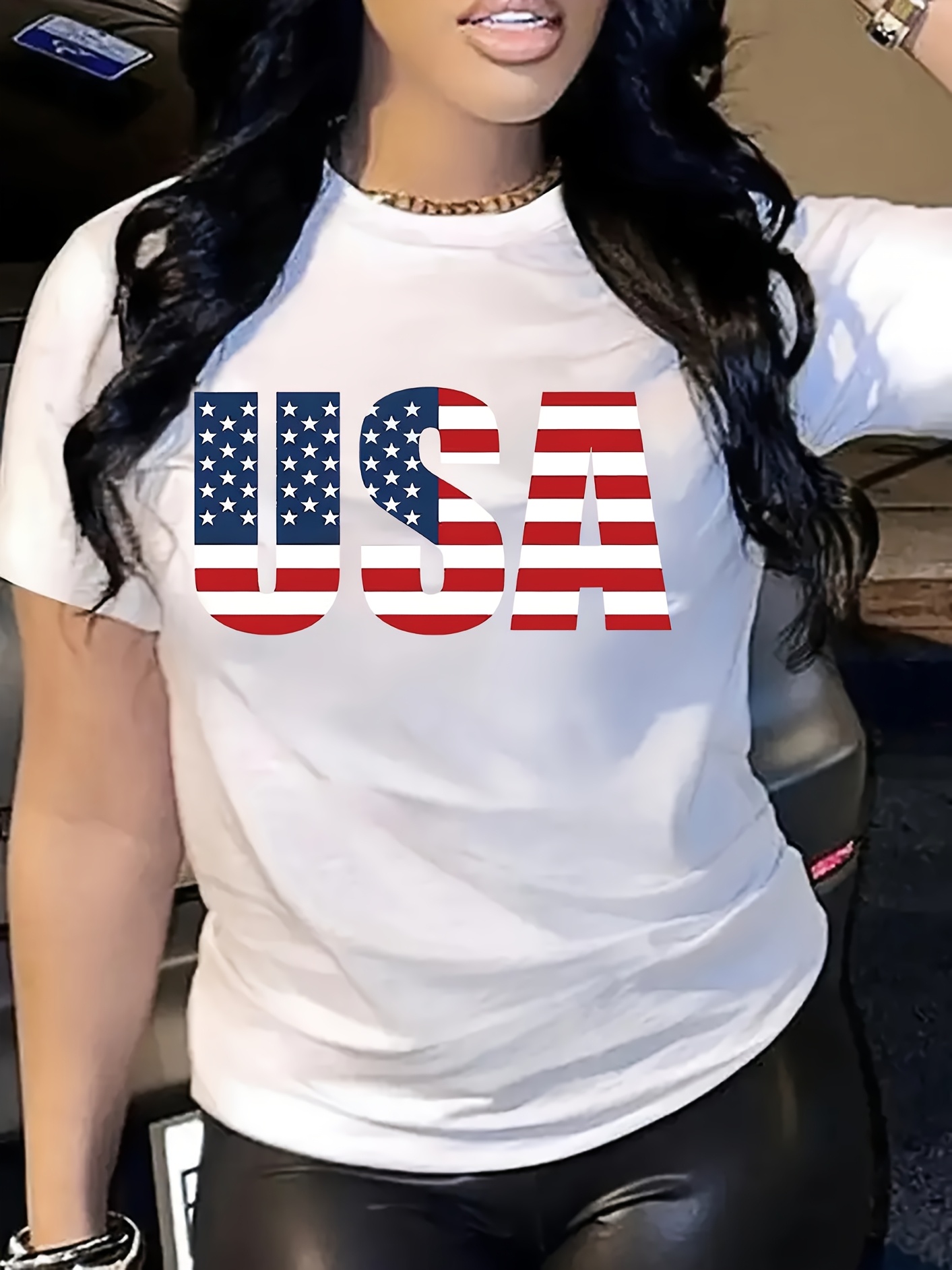 camiseta estampada estados unidos mujer diseño Temu Colombia