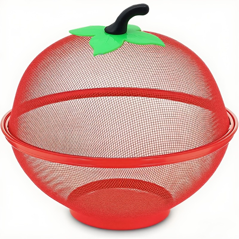 TEMU Panier à fruits robuste en métal 2 pièces/set avec couvercle en - antirouille, ventilation à circulation d'air et trous de suspension, structure
