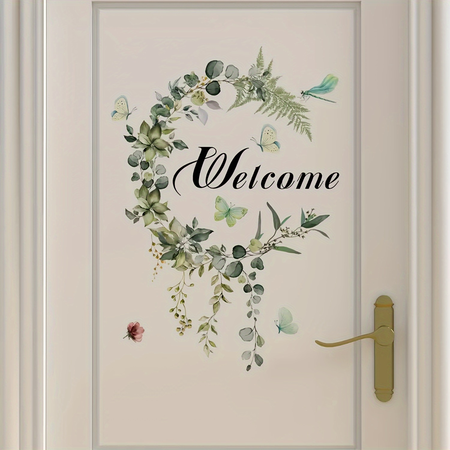 1pc Floral Plant Sticker, Removable Decorative Wall And Door Sticker