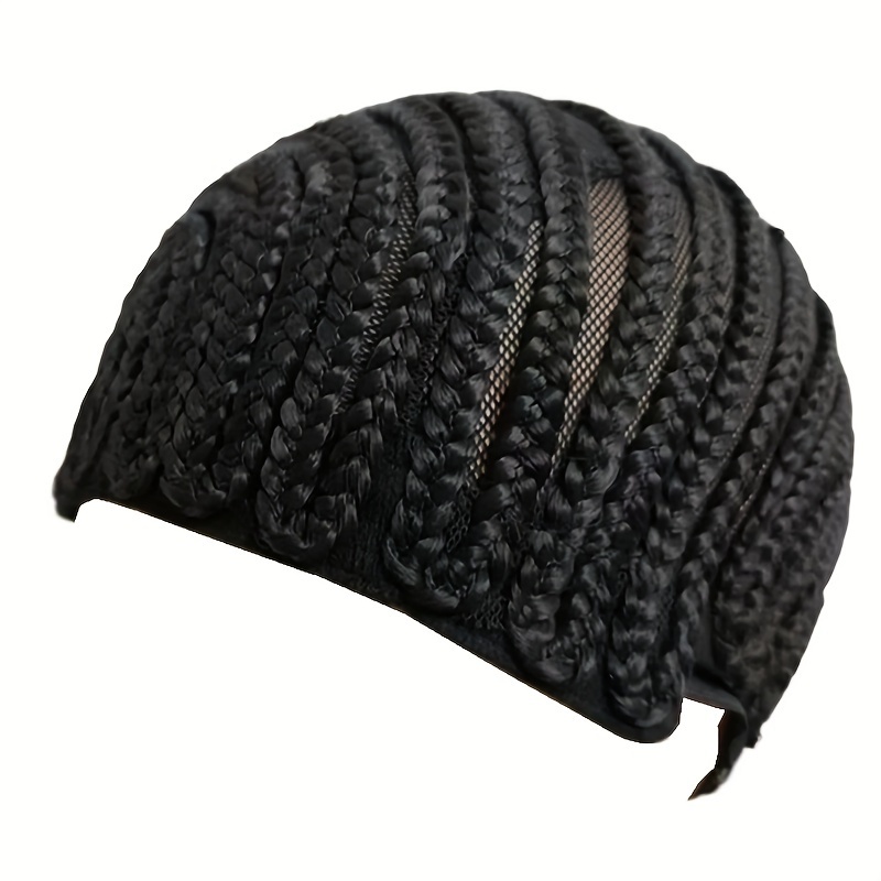 

Breathable Black Cornrow Crochet Wig Cap With 2 Combs - -in Weave, Glueless Braiding For Natural Hair Protection & Styling, Fits 19.5-22.4" Head