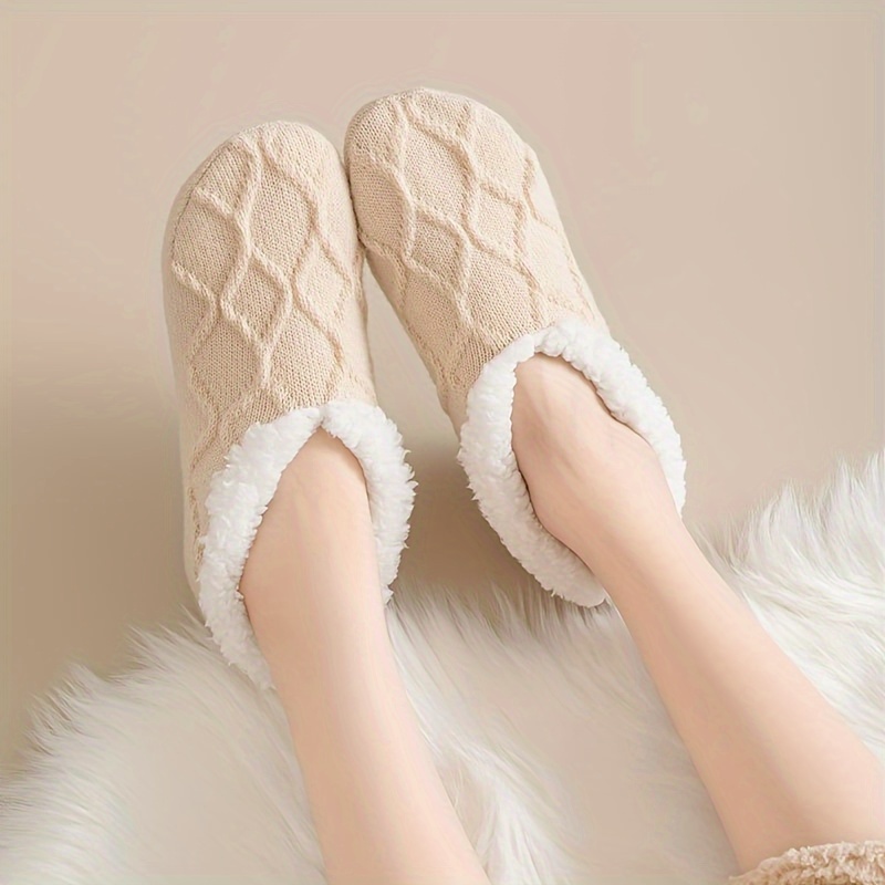 

3pcs Ultra- Women's Floor Socks - Thick, Warm & Non-slip Winter Slipper Socks With Cute Fuzzy Trim, Thick, Anti-slip, Warm Socks, Plush, Winter