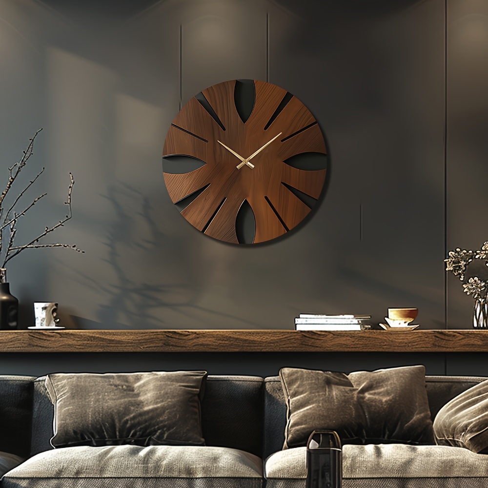 Decorative Wooden Round Wall Clock Artistic Silent Clock Battery Operated Decor for Home 14 16 18 inch Vintage Wooden Clock Home Decor for Kitchen, Living Room, Bedroom, Office
