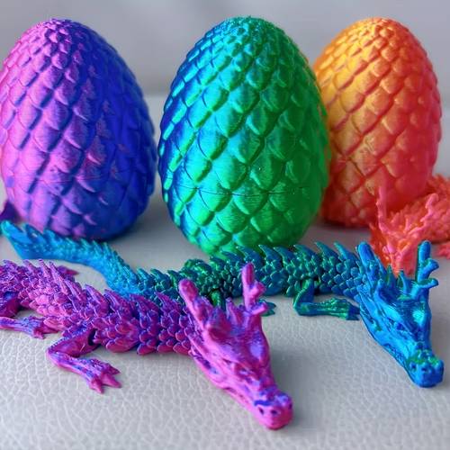 2pcs of 3d printed dragons and surprise trinkets including 1 dragon and 1 dragon egg movable joints 5 1 inch dragon and 2 76 inch egg animals christmas halloween easter gifts