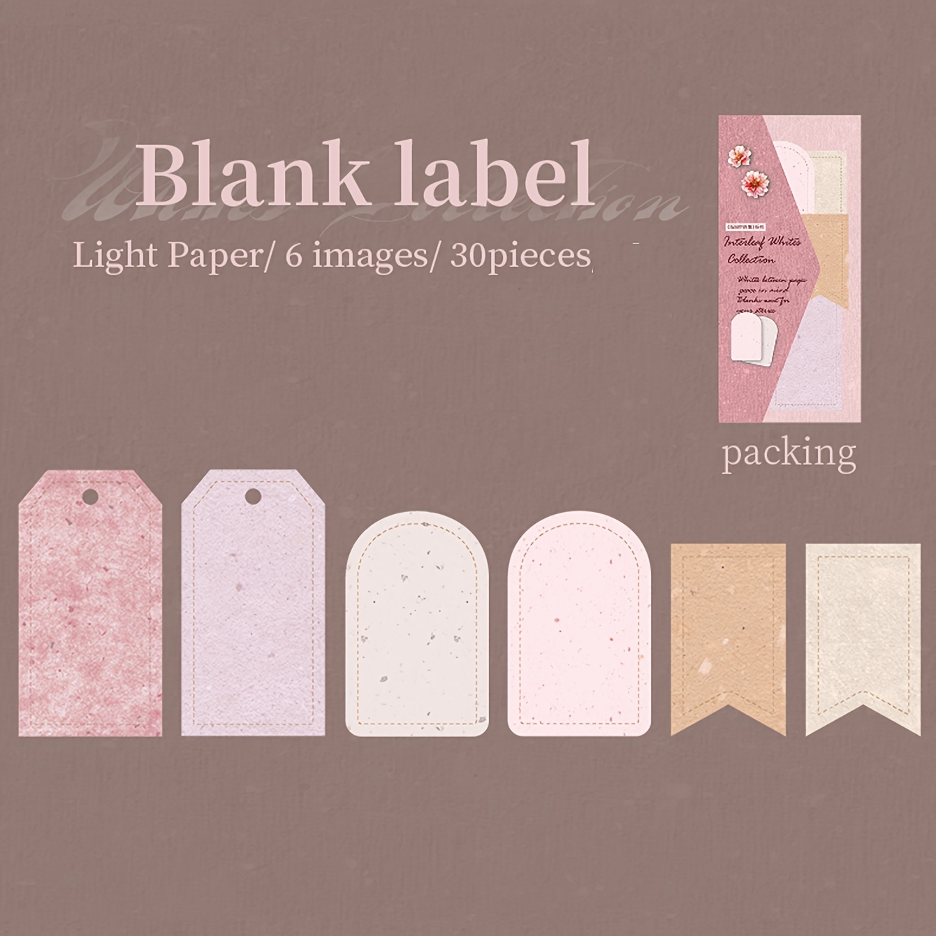 30 Sheets Retro Hollow Label Material Paper for Scrapbooking