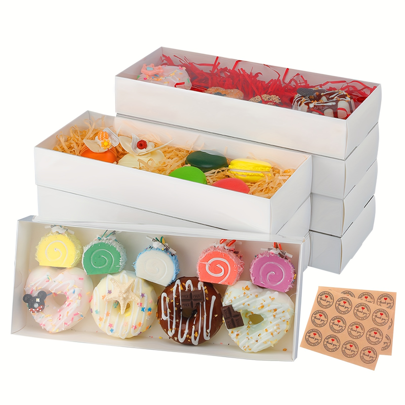 

12x 4.8 X 2 Inches Clear Chocolate Covered Strawberries Boxes Cookie Boxes With Window White Macaron Boxes For 12 Cookies Truffle Donuts For Wedding Father's Day Gift, Slide Out