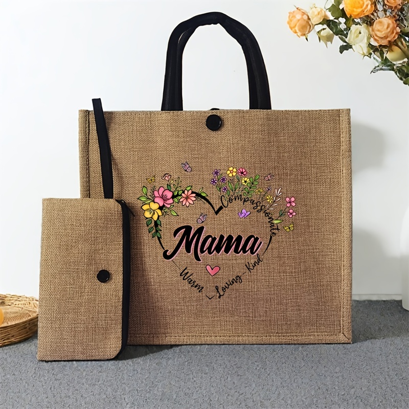 Chic 2pcs MAMA Heart & Letter Print Tote Set