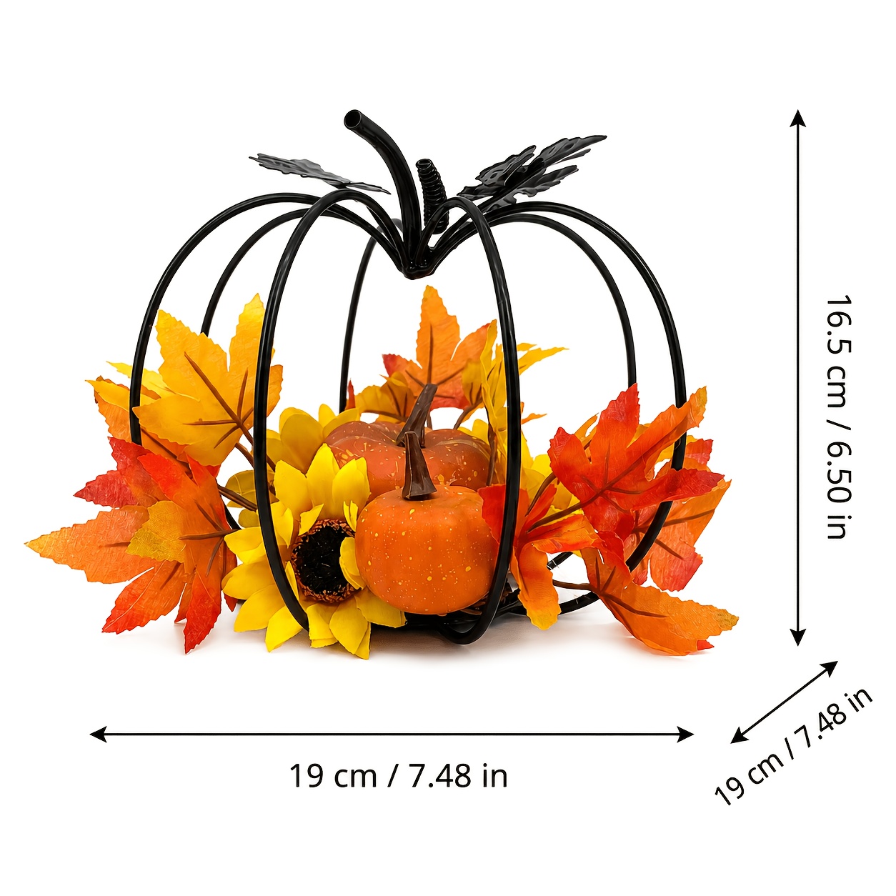TEMU Wrought Iron Openwork Pumpkin-shaped Statue Ornament, Featuring And Mini Pumpkins, A Wrought Iron Pumpkin Ornament For Autumn And Thanksgiving