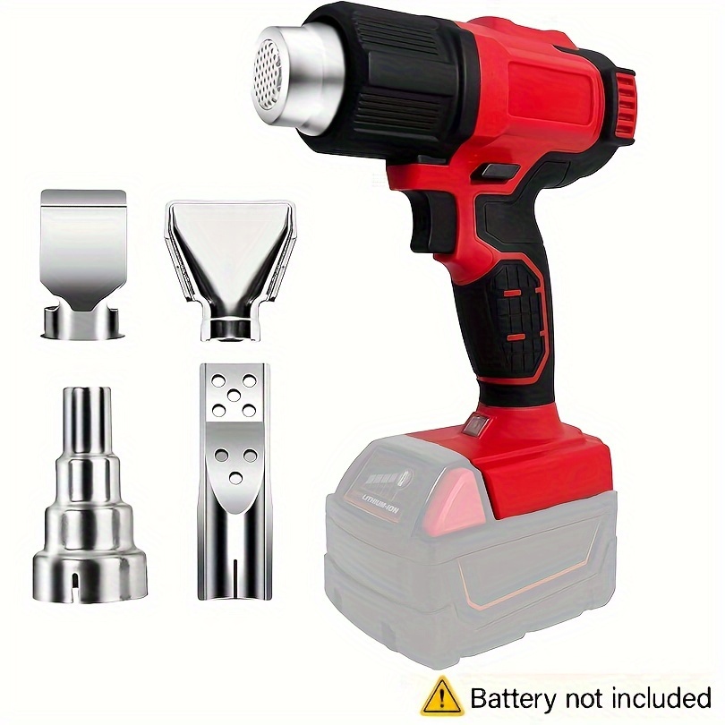 TEMU Pistolet à Air Chaud Fil Compatible avec Batterie 18V, Deux Réglages de Température, Pistolet à Air Chaud Portable avec 4 Buses, Utilisé pour