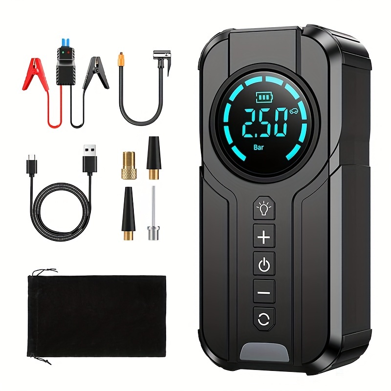 

Cordless 14.8v Car Jump With Air Compressor 8000mah Battery, Car Air Pump, Digital Display, Led Emergency Light For Car Motorcycle , Car Accessories