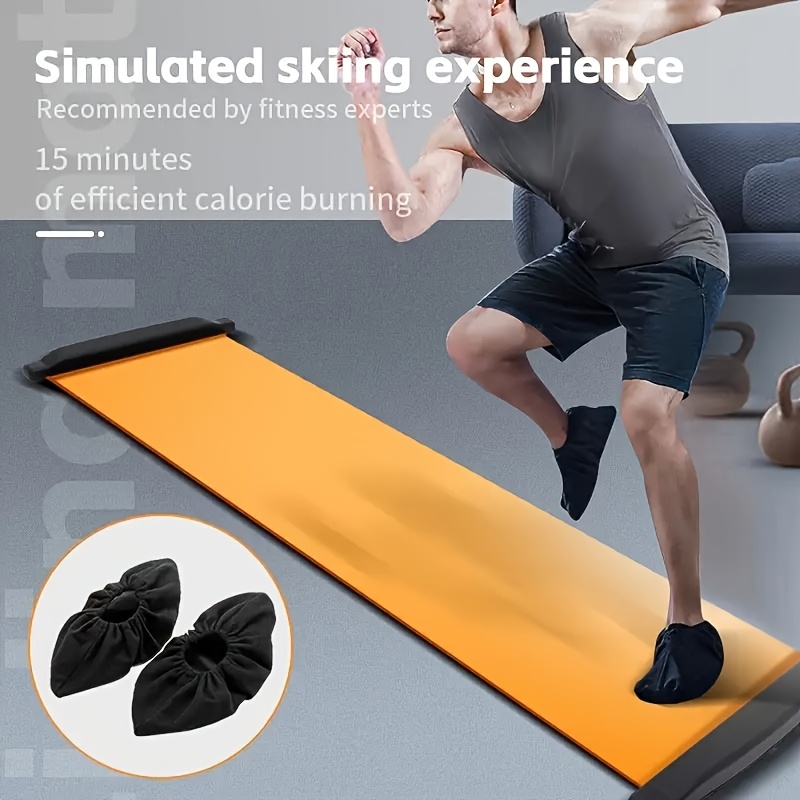 Home Ski Simulator Training Pad - Black Multifunctional Fitness Equipment for Balance, Full-Body & Leg Workouts, Speed Skaters & Gym Enthusiasts, Includes Protective Shoe Covers, Ideal for Home Gym & Core Strength Training, Slalom Skiing Design, Nonslip Surface, Balance Board, Balance Trainers
