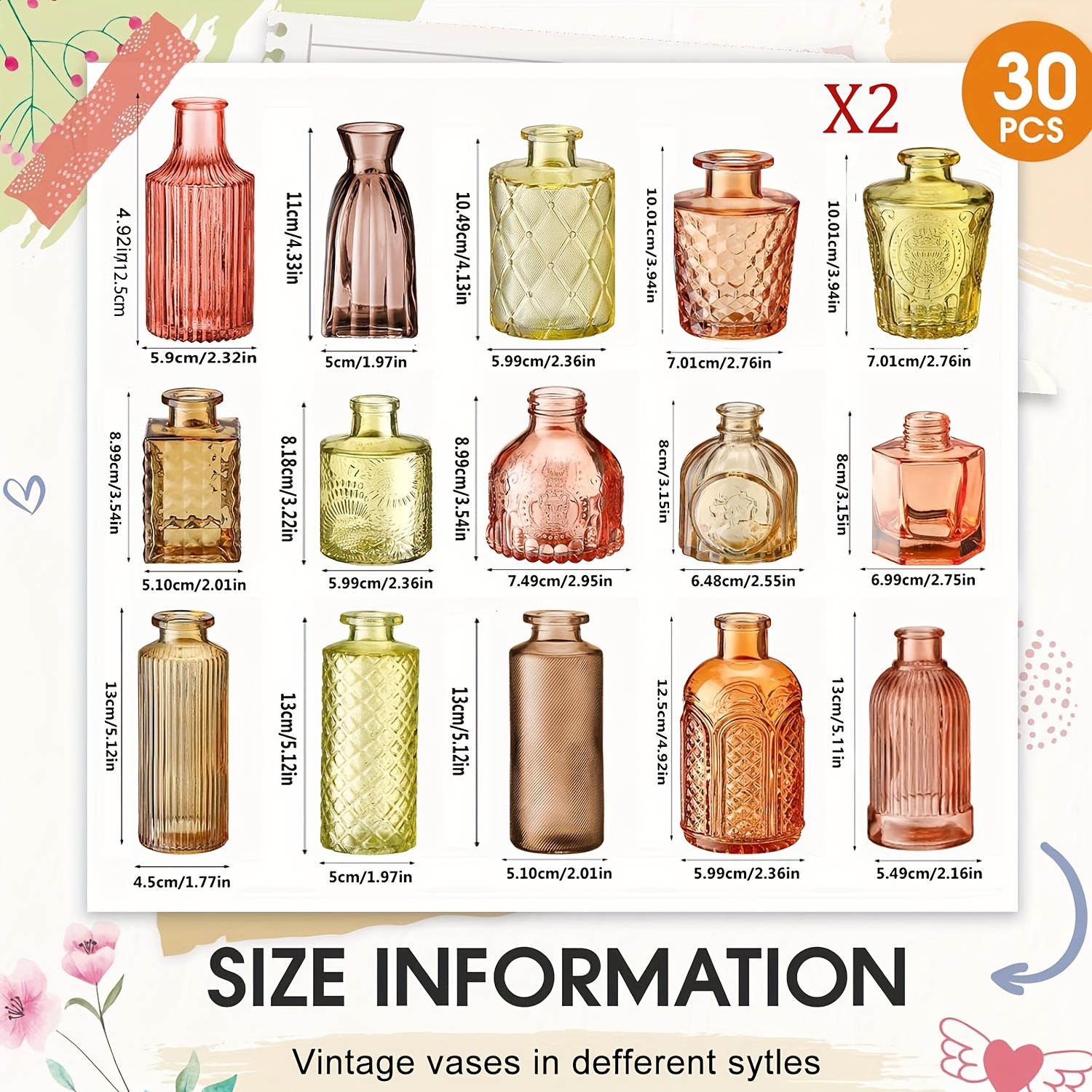 Image of 15/ 30pcs Glass Vase Set Small Vase Cute Glass Vase Decoration Decorative Glass Vase Suitable For Wedding And Party Table Center Decoration And Home Decoration