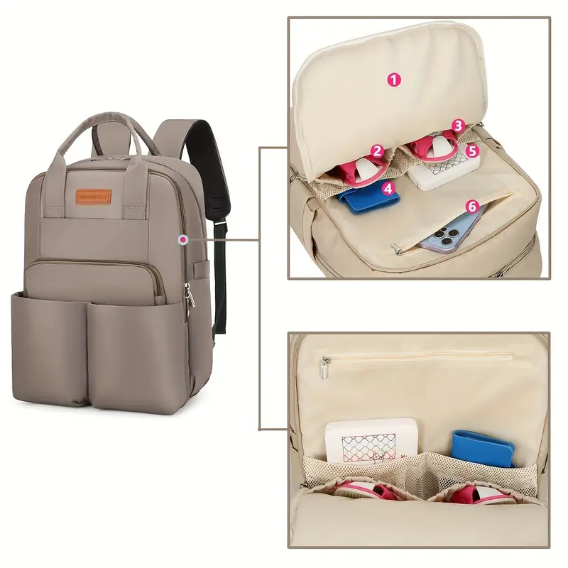 plain color diaper bag multifunctional waterproof mommy backpack large travel backpack christmas halloween thanksgiving day easter new year gift details 3