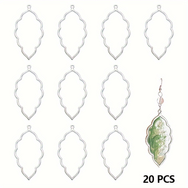 

20 Pcs Alloy Open-back Leaf-shaped Pendants With Resin Frames For Diy Earrings, Necklaces, Bracelets, And Jewelry Making