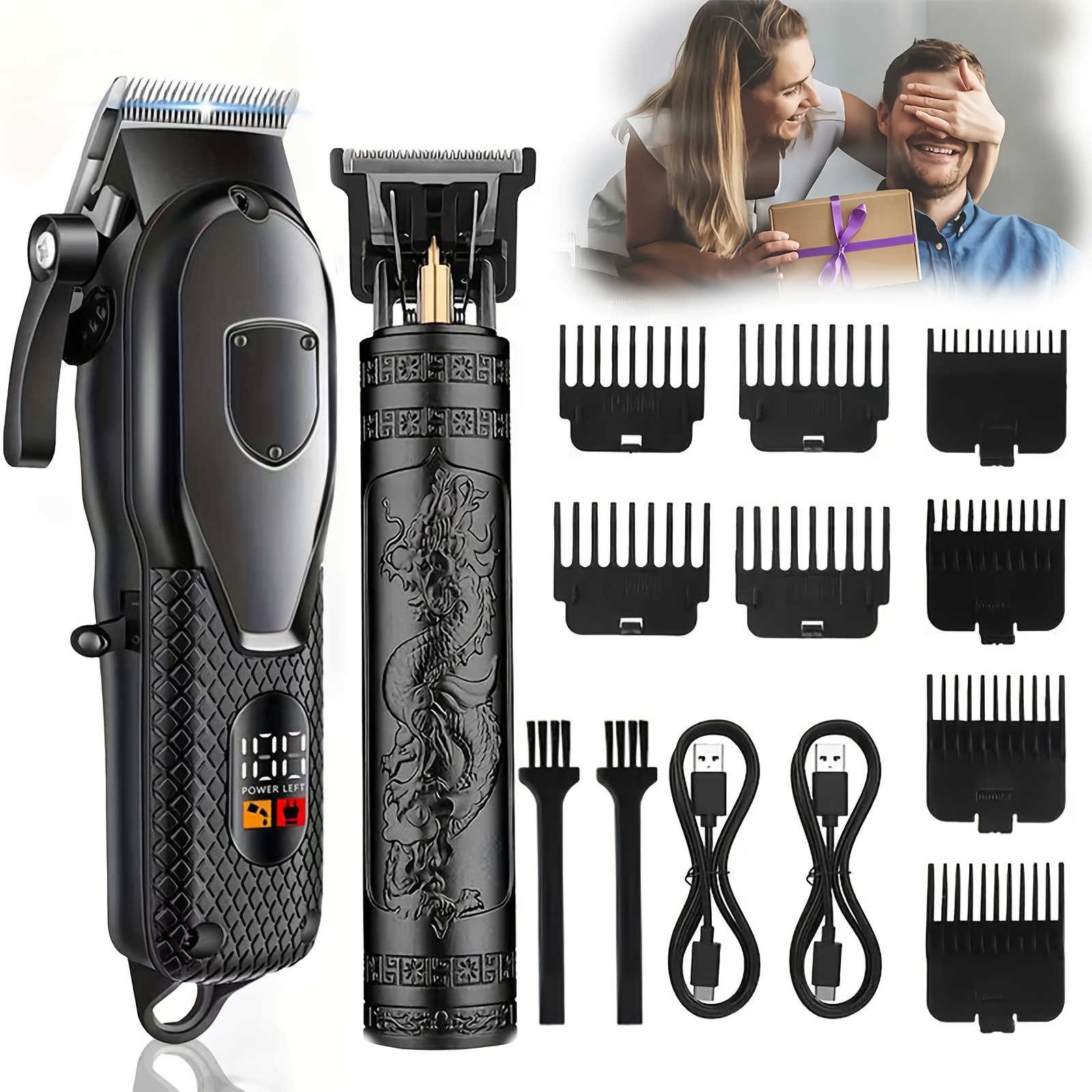2pcs/4pcs Men's Cordless Hair Clipper Kits - USB Charging Electric Hairdresser, Household Car Travel Use, Halloween, Christmas Gifts, Birthday Gifts, Perfect for Men, Husbands, Or Boyfriends. Barber Kits, Barber Tools