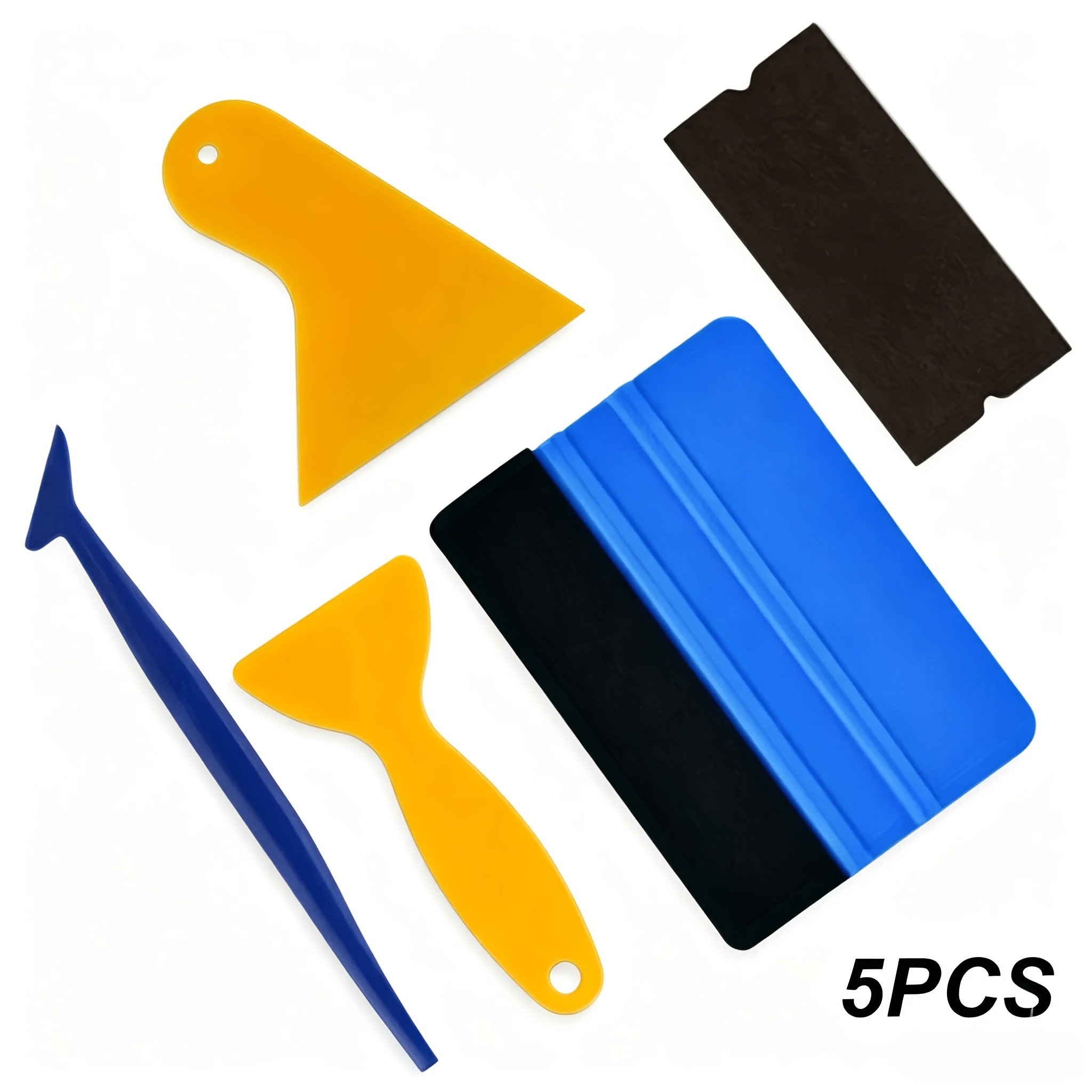 TEMU 5pcs Random Vinyl Wrap Squeegee Tool Kit| Professional Car Window Tint Film Application Set With Plastic Scraper And Felt Edge For Auto Decal