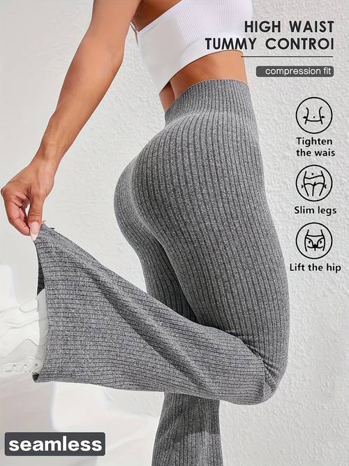pantalones acampanados deportivos de yoga para mujer, 1 , sin costuras, de color liso, de rápido y con , de con control de abdomen y diseño de entallado, adecuados para correr , yoga en el gimnasio, entrenamientos de y uso