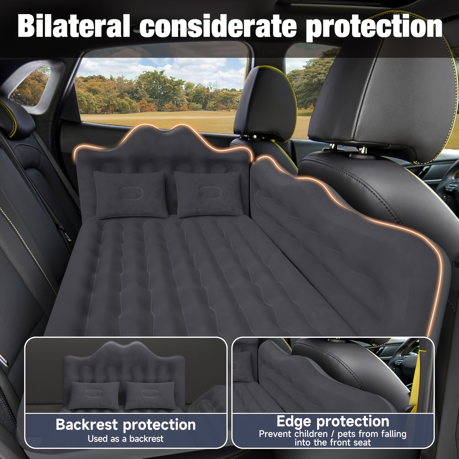 inflatable mattress for back seat of truck and car high quality portable air bed for vehicles including suvs and mpvs   with 2 pillows     trips car   backpacking hiking and outdoor activities