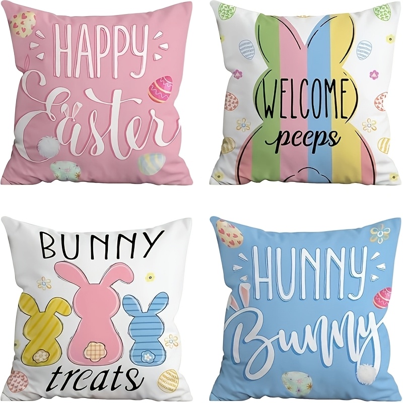 

4- Easter , Hypoallergenic Polyester , , Decorative Pillowcases For Types, 18x18 - Inserts Not Included