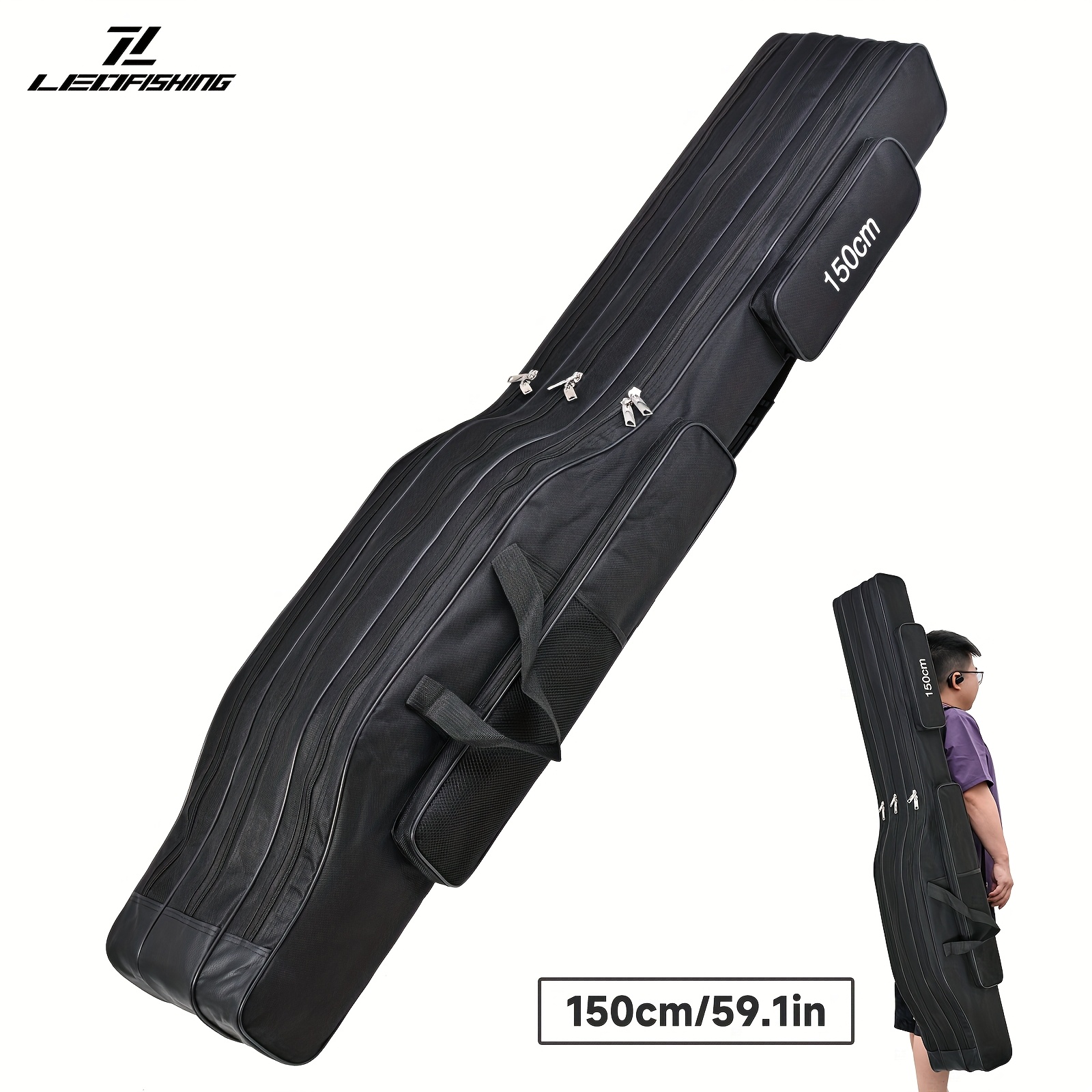 E-shop LEOFISHING 150cm/59,05in 120cm/39,37in Großvolumige -Tasche, Oxford-Stoff Schultertasche für Angeln, Camping, Wandern – 2 Größen