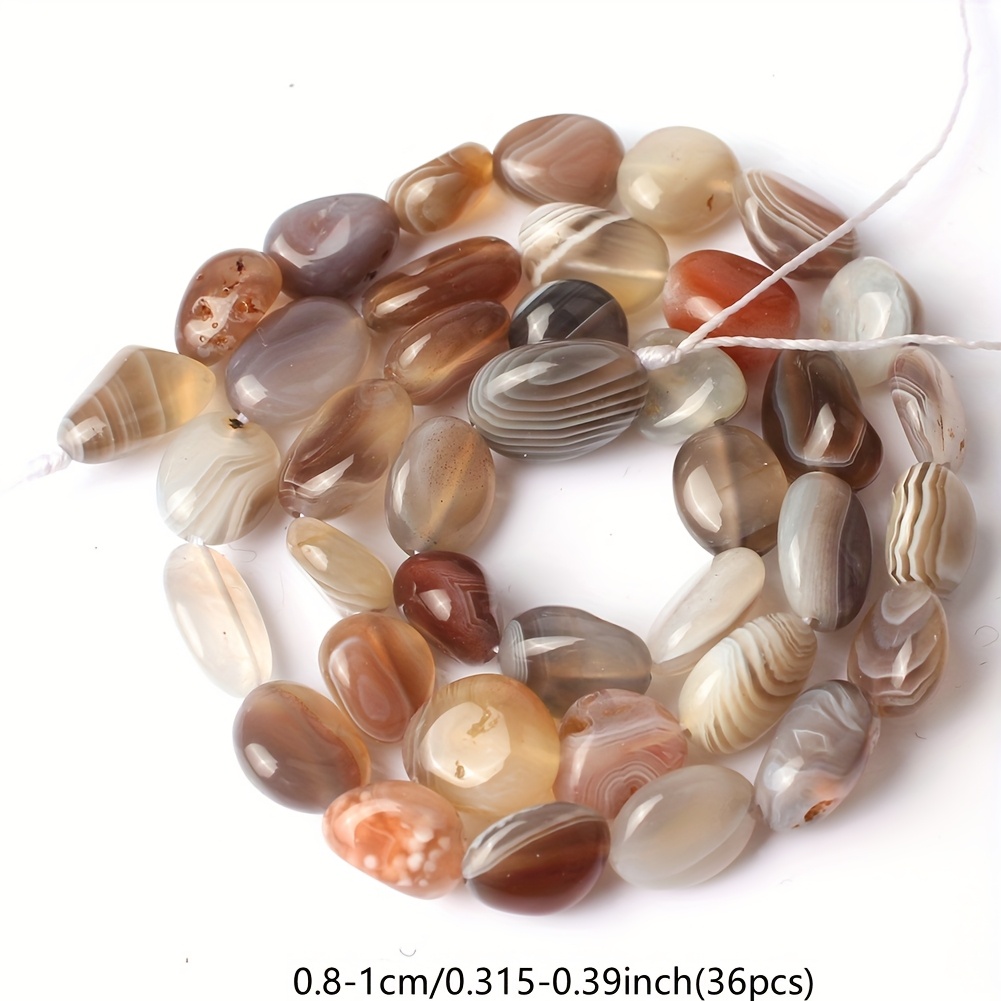 TEMU Assorted 8-10mm Irregular Beads, 15'' Strand - Perfect For Making, Handcrafted Bracelets & Accessories - Diverse Colors And Patterns, Beads For