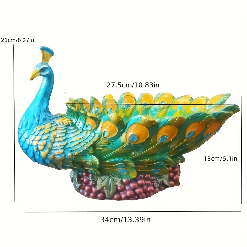 Resin Peacock Ornament With Storage For Small Items - Ideal For Living Room, Kitchen Home Decor - Perfect Gift For Elders, On Christmas And New Year