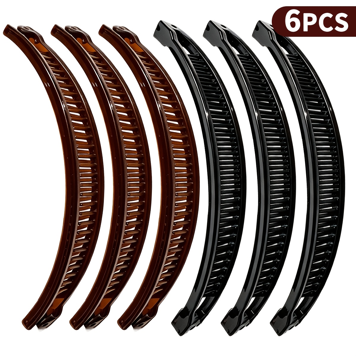 TEMU Lot de 6 grandes pinces à cheveux banane pour femme, pinces à griffes à forte tenue, accessoires pour cheveux vintage antidérapants de peigne à