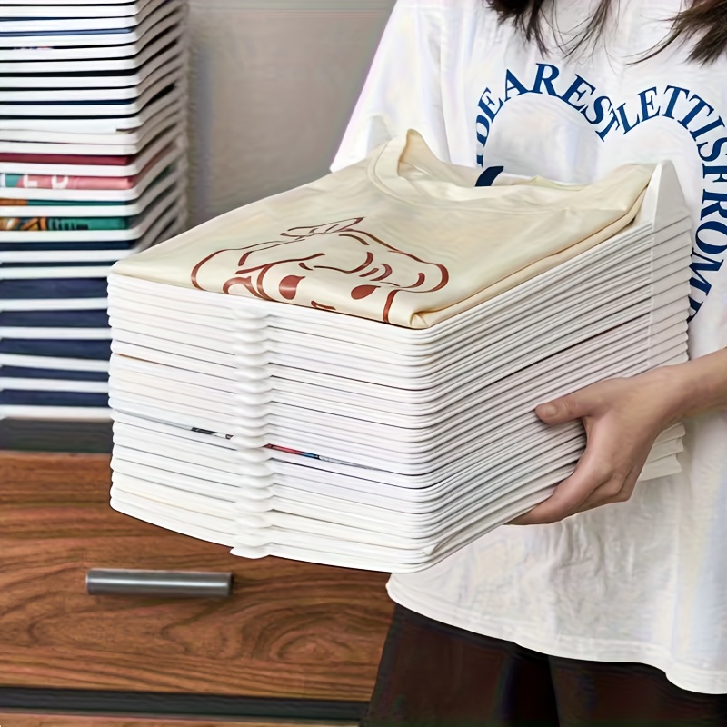 TEMU 20 piezas de tableros apilables para guardar ropa, organizadores de armario de plástico, ahorradores de , estantes para ropa ligeros y