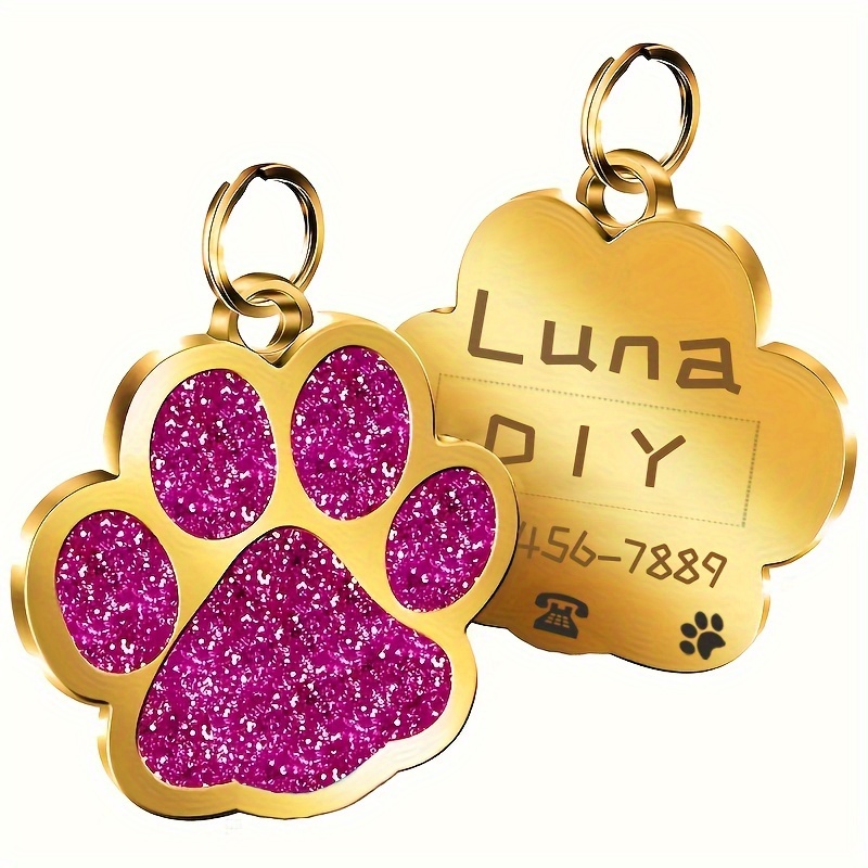 TEMU Etichette personalizzate per piccoli e cani, ciondoli personalizzati con di per animali domestici, ciondoli per etichette di collare, accessori