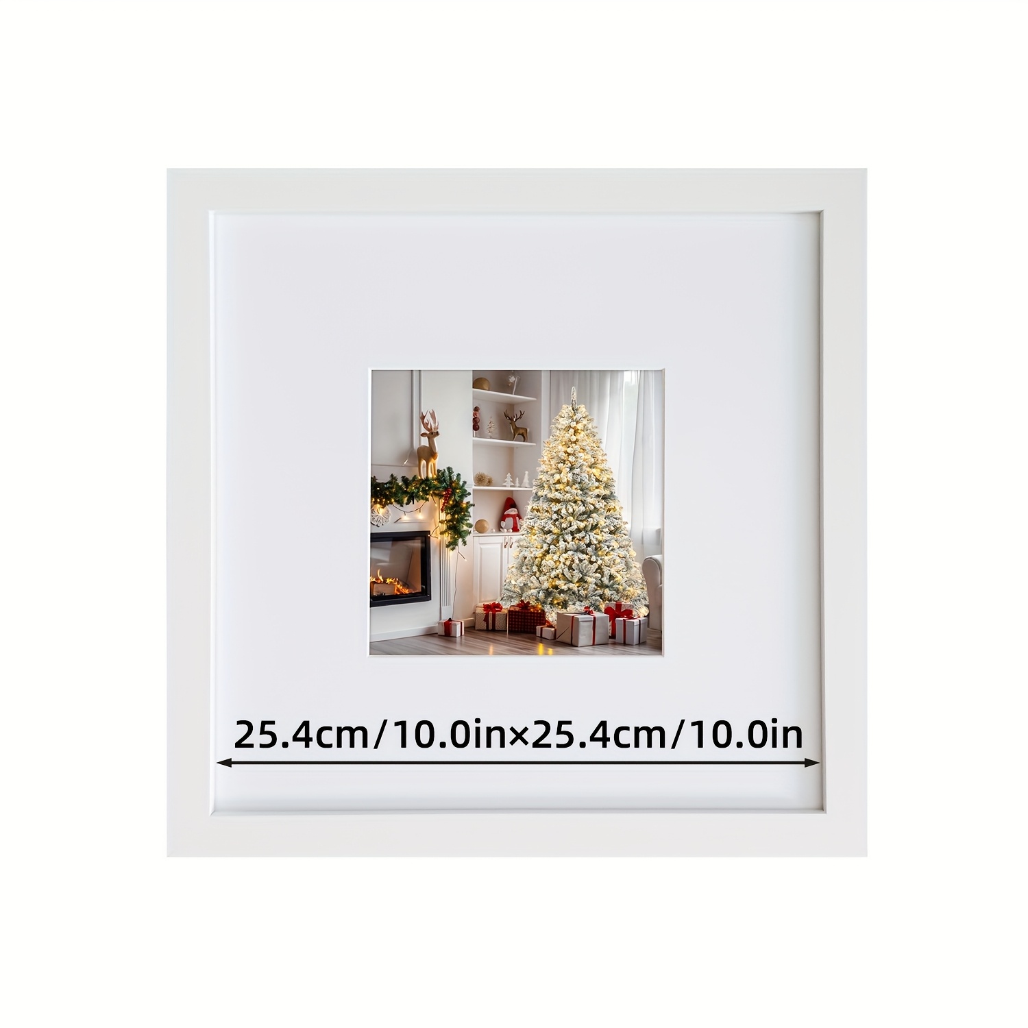 TEMU 1 pièce Cadre Photo Décoratif 10×10" pour Ambiance de Noël, /Blanc, Convient pour Photo 5x5" avec Passe- ou 10x10" Passe-, pour Cartes de Noël,