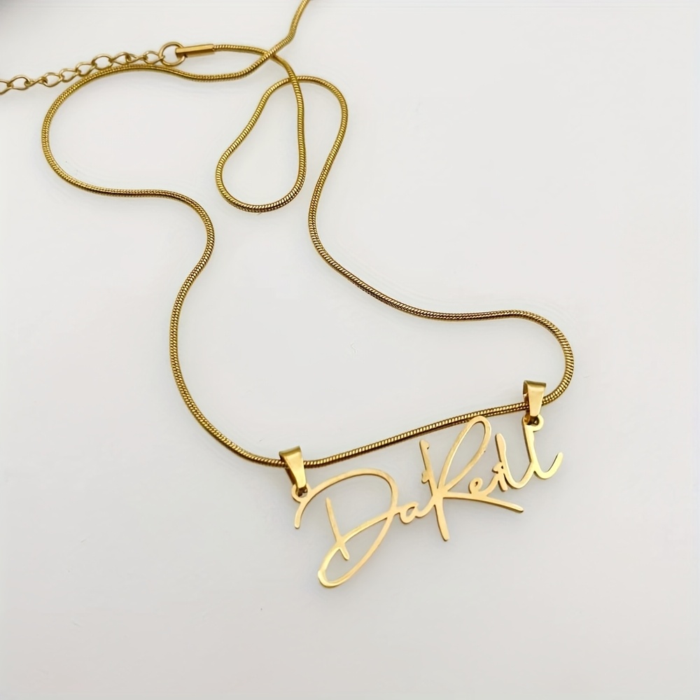 TEMU Collier Personnalisé avec Chaîne Ronde, Lettres Cursives en Acier Inoxydable avec Pendentif Détachable - Bijou de Mode Cadeau pour Elle, pour
