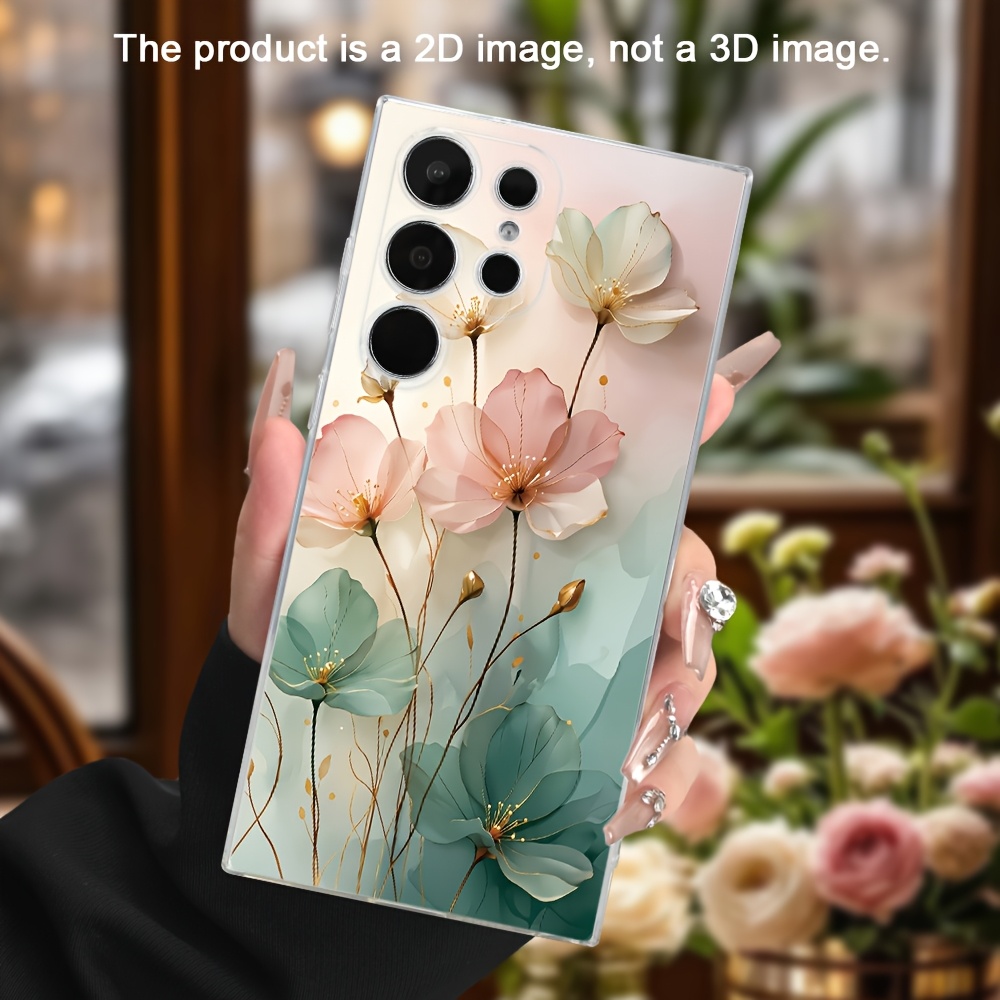 TEMU Phone Case: [2d Printing Is Not 3d Printing]elegant Artistic With Golden Accents Case For For Galaxy S26 S25 S24 S23 Ultra Fe Plus Phone Cases