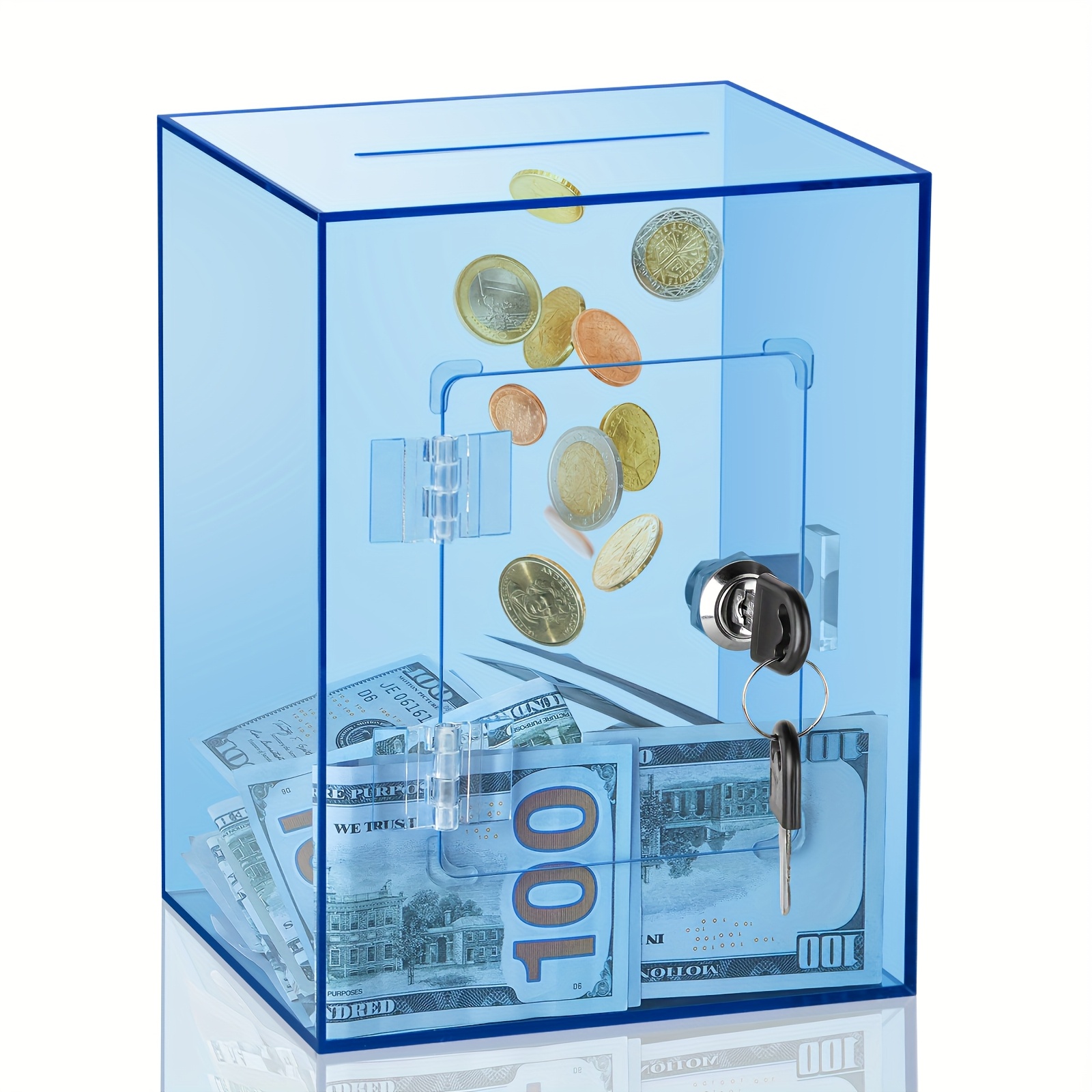 

2025 New Transparent Acrylic Saving Pot For Adults, Large And Sturdy Money Saving Jar For Cash Coin With Key Change Jar, Saving Box For New Year, Valentine's Day