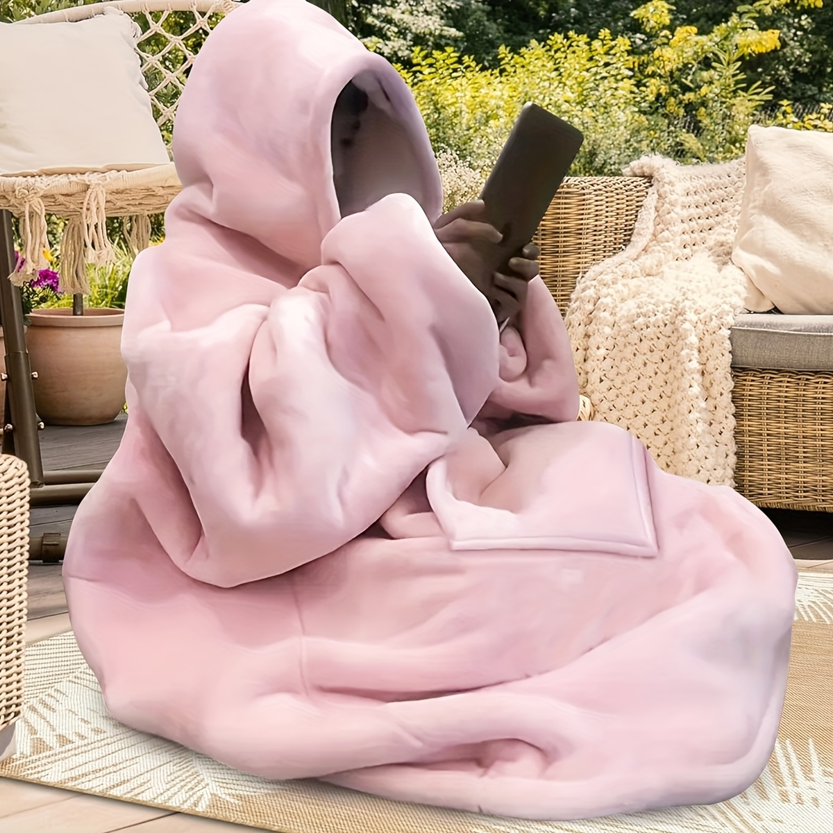 

Super Soft Double-sided Super Hoodie Blanket - Outdoor Sweatshirt With Spacious Kangaroo Pockets, Machine Washable, Christmas Gifts