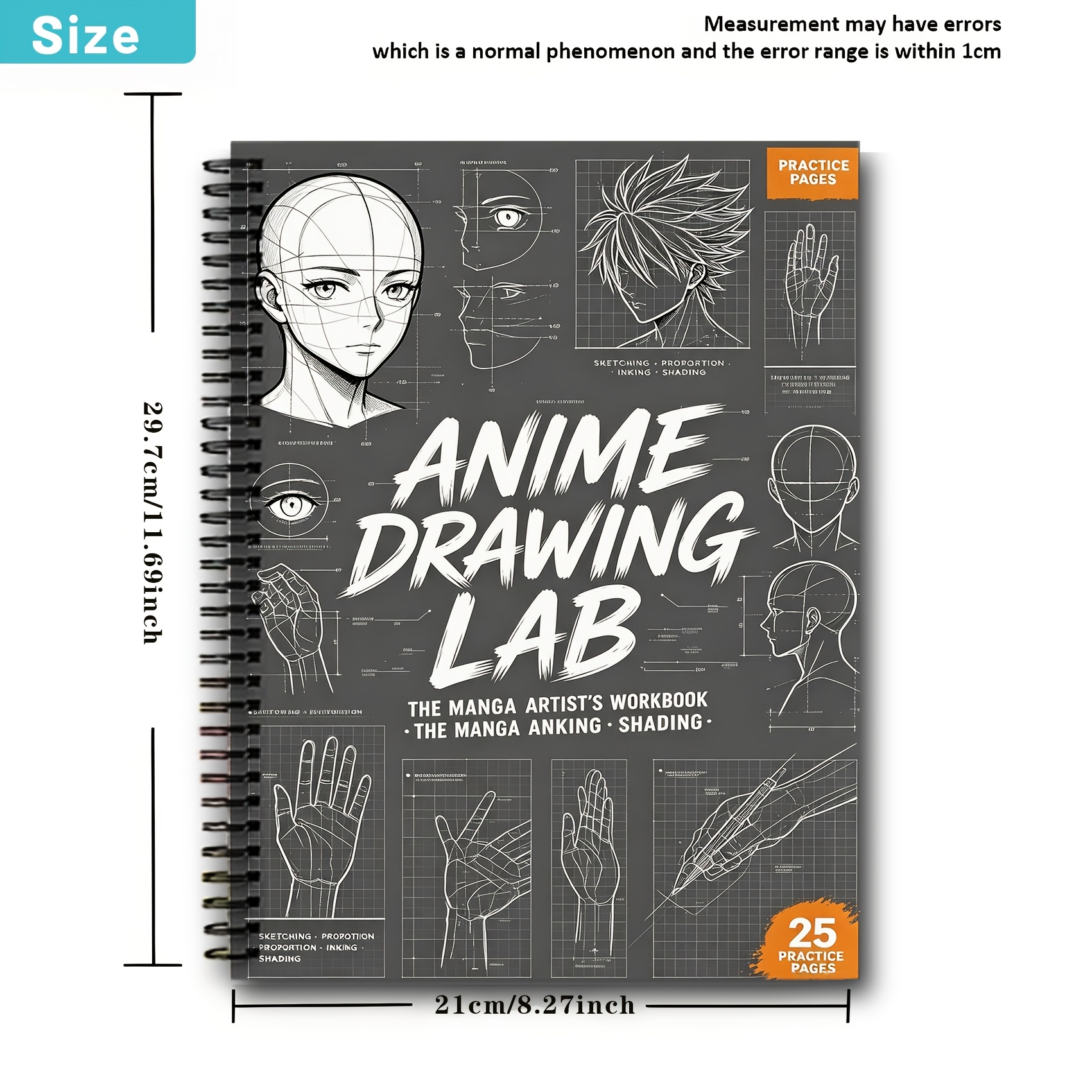 TEMU 25 Pages de Tutoriels de Bande Dessinée Pas à Pas | Pas à ///Composition | Conçu pour une Pratique Quotidienne de Lumière | Relié pour une Copie