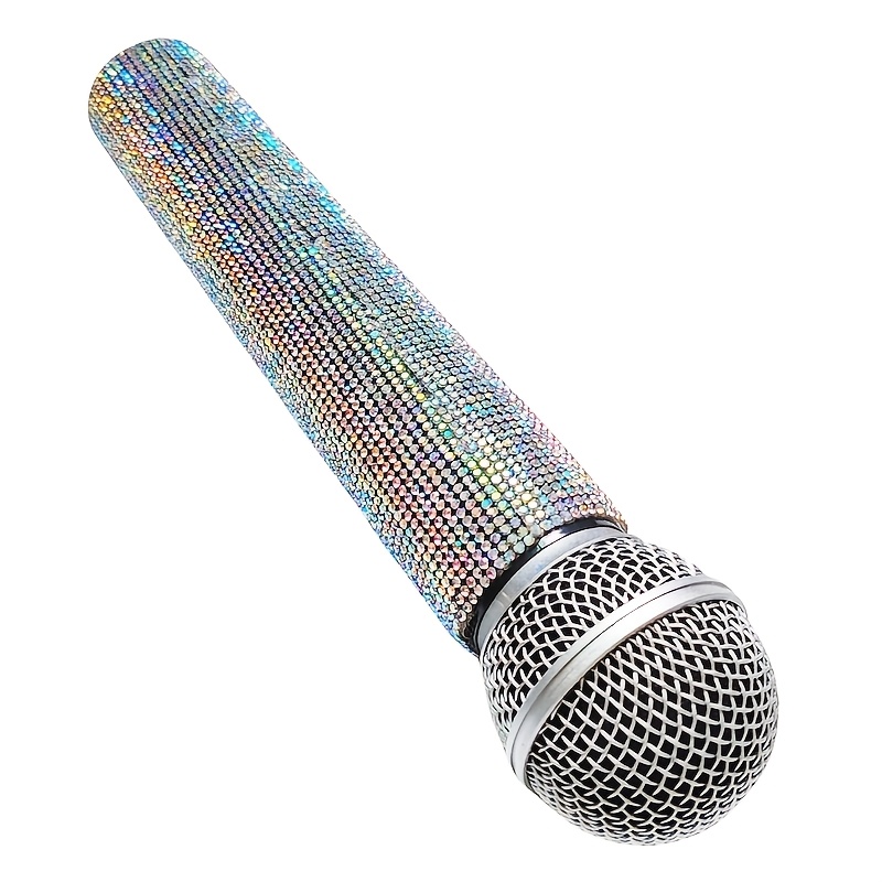 TEMU Microphone de coloré et brillant, accessoires de microphone en plastique pour fête, cadeau de Noël, accessoires de photographie