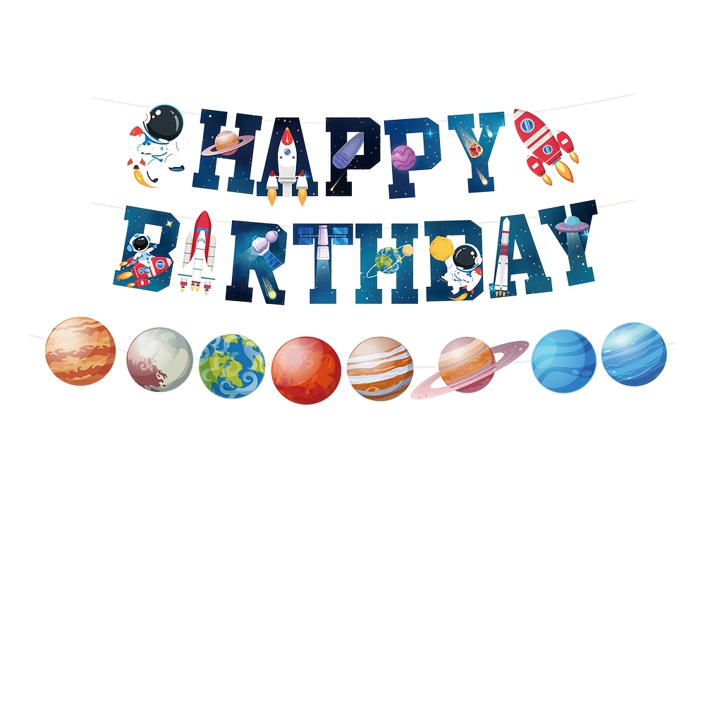 TEMU 23pcs Set Birthday Party Decoration Space Theme Birthday Banner Astronaut Rocket Pattern Arrangement Supplies Gathering Party Supplies