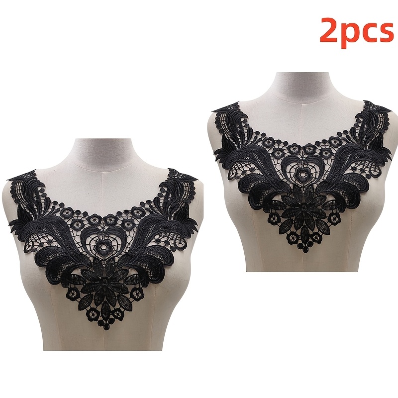 TEMU Lot de 2 accessoires en tissu brodé de dentelle pour bricolage. utilisé sur des vêtements, des robes de mariée et des robes de soirée.