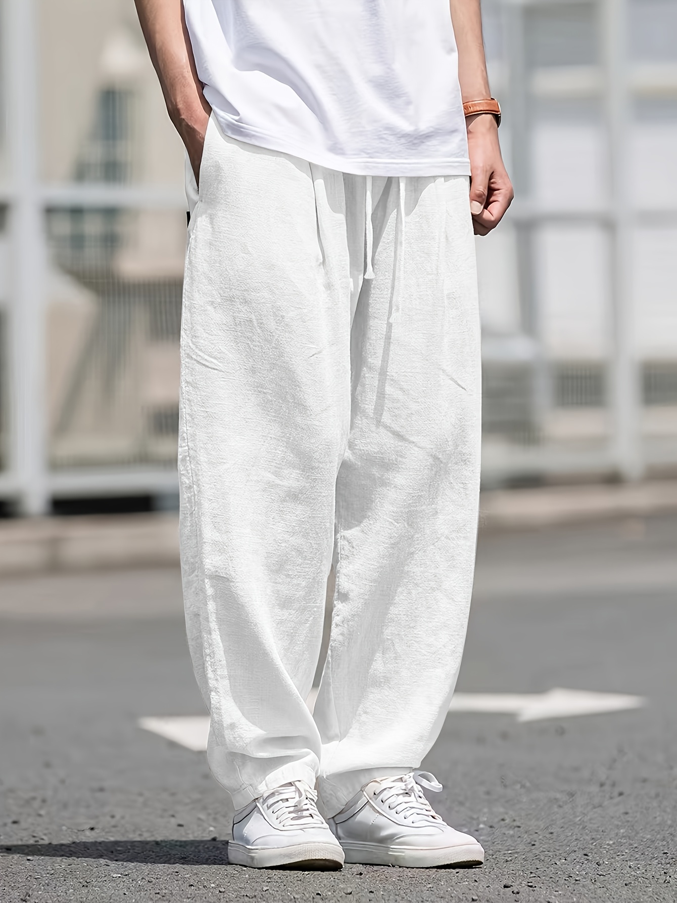 Pantalón Blanco PantalÃ³n De Playa Hombre Pantalon Lino Hombre