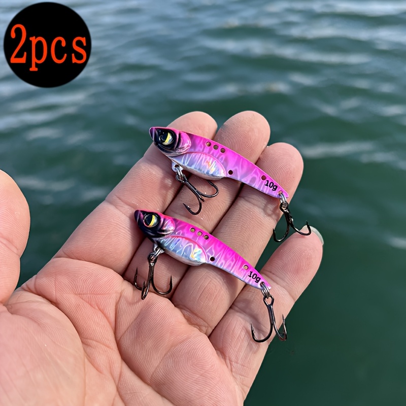 Image of Set Of 2 Small Lead Weights With Copper Vib Lures For Long-distance Casting, Featuring Pieces For Fishing Lures And Perch With Vibrating Metal Jigs