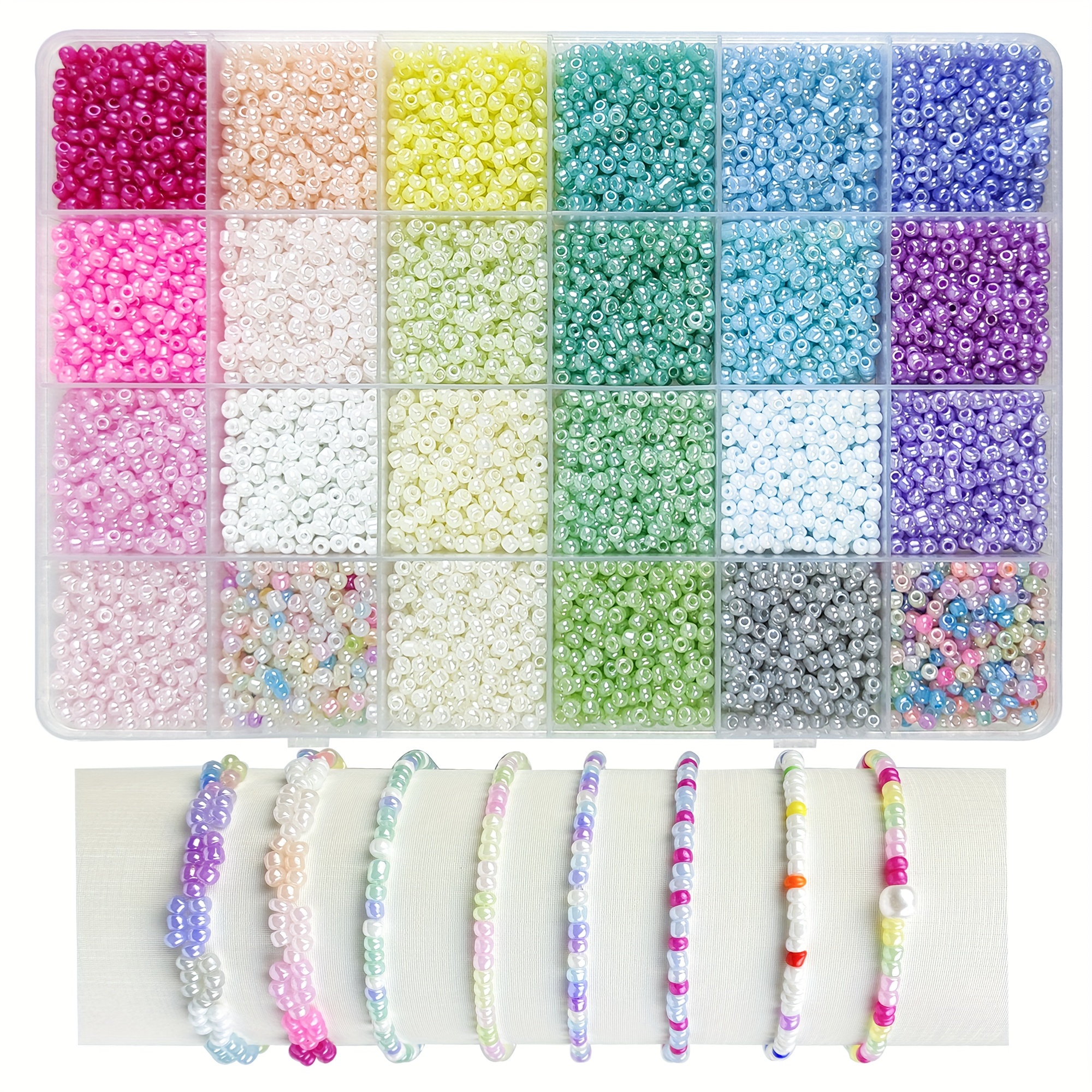 

8600pcs 24 Colors 3mm Glass Rice Beads Kit For Diy Fashion Bracelet Necklace Jewelry Making Gift Puzzle Game Beaded Accessories