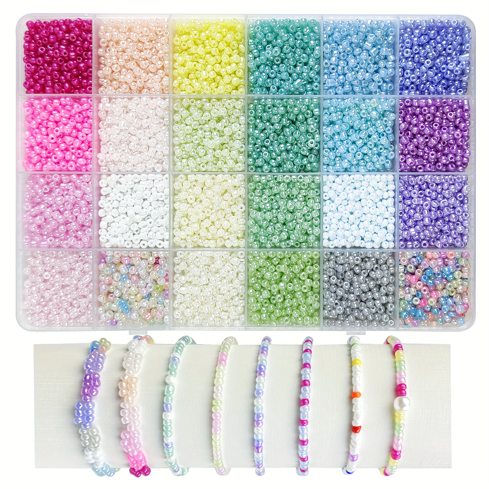 

Ensemble De Perles De Verre De 3 Mm, 24 Couleurs, 8600 Pièces, Pour La Fabrication De Bracelets, Colliers Et Bijoux DIY, Cadeau, Jeu De Puzzle Et Accessoires De Perles.